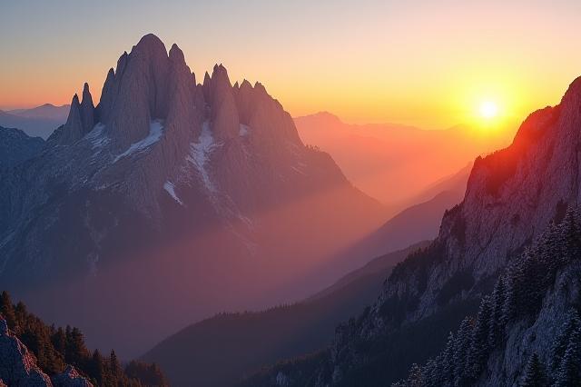 Alba mozzafiato sulle Dolomiti, Italia